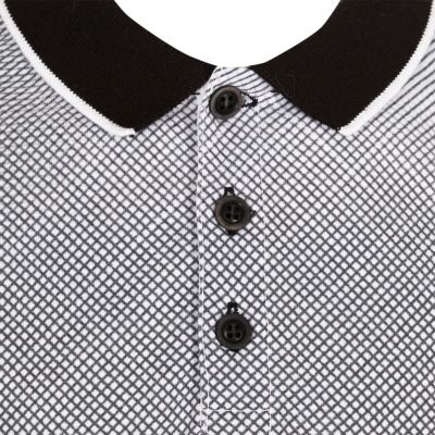 Boys black geometric print polo shirt